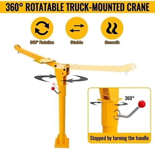 Grúa plegable montada en camión del torno de 1100 libras, grúas de horca de acero pintado de la camioneta de la camioneta giratoria 360 (grúa davit)