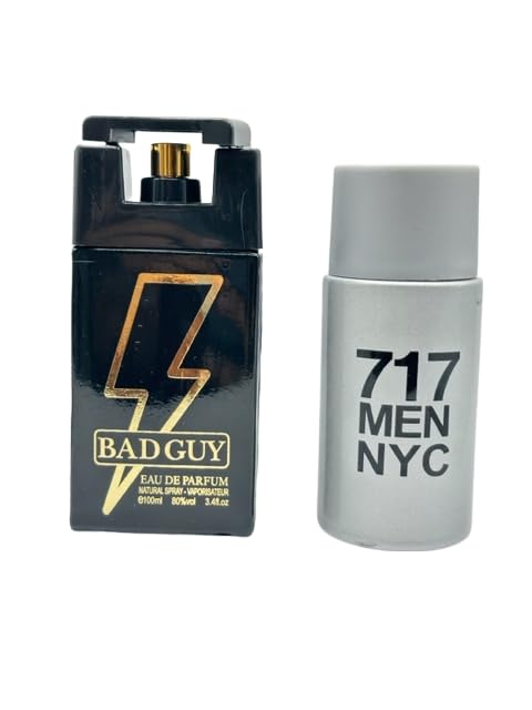 Bad Guy Colonia para hombres y 717 hombres NYC Perfume para hombres 3.4oz3.4 fl oz (Nuestra impresión de Bad Boy and 2112 Men NYC) Eau de Parfum,