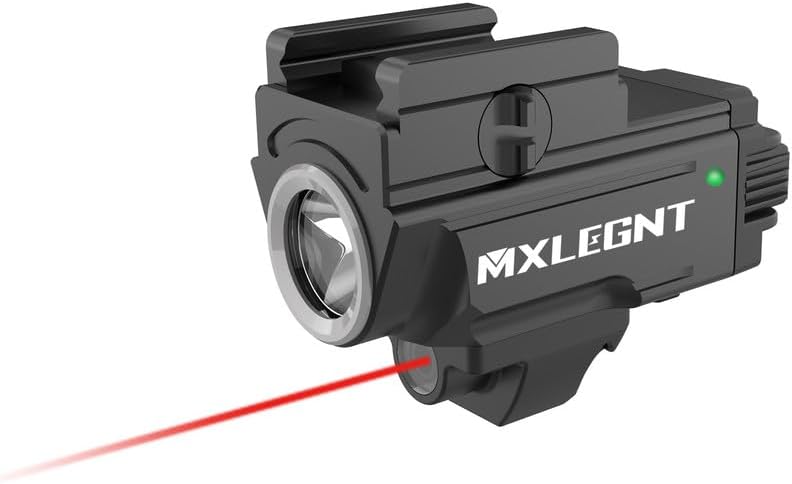 MXLEGNT Luz de arma con riel recargable montada Combo de linterna táctica de 400 lúmenes con LED blanco para pistola