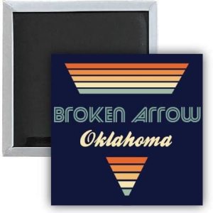 Broken Arrow Oklahoma – Imán para nevera (2.5 x 2.5 pulgadas), diseño retro Broken Arrow Oklahoma – Imán para nevera (2.5 x 2.5 pulgadas), diseño retro