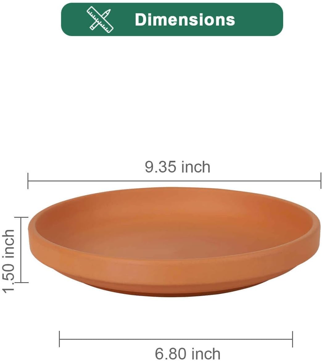 Platillo grande de terracota de 9 pulgadas para plantas, 4 platillos grandes y redondos para macetas, bandejas grandes de arcilla perfectas para