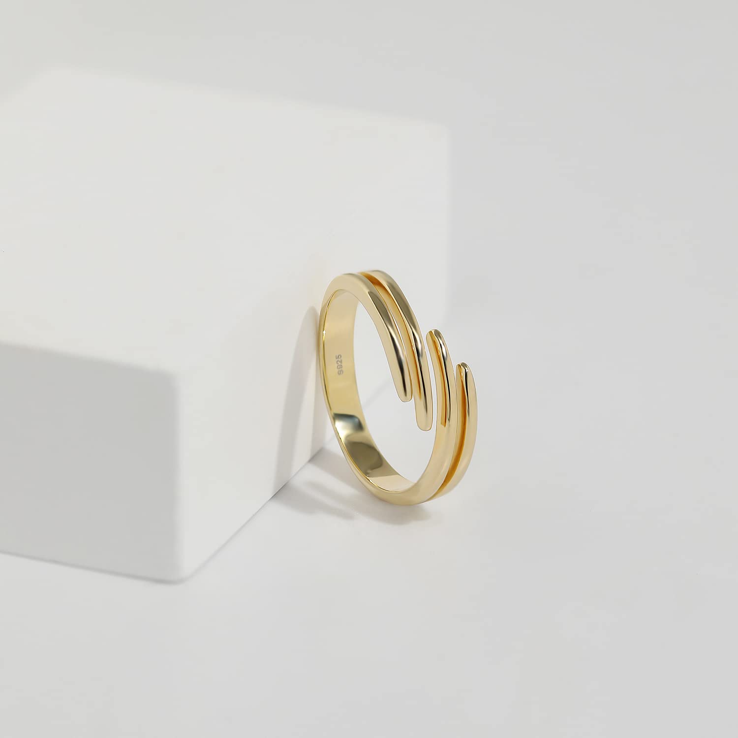 Meissa Sterling Silver Thumb Ring for Women Hug Rings Handmade Stackable Band Index Finger RIng Size Adjustable (Rose Gold)