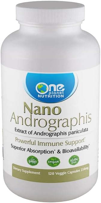 Nano Andrographis – Cápsulas vegetales de 500 mg (120 porciones), extracto de Andrographis paniculata, nano para absorción superior, apoya el