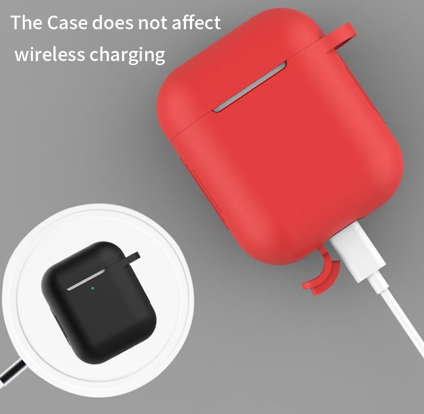 Funda para Airpods con llavero, funda de silicona suave para Airpods de 2 generación, funda para Airpods de 1 generación, LED frontal visible