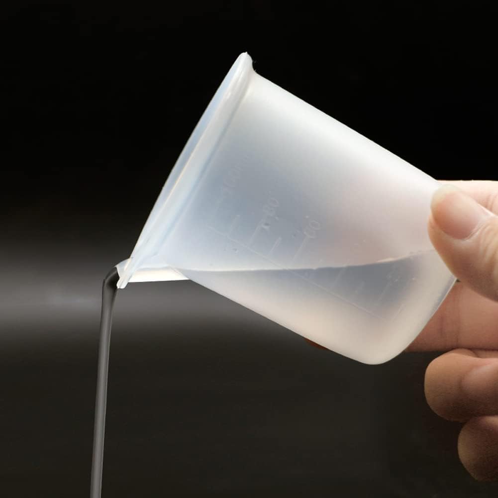 3 tazas medidoras de silicona de 3.4fl oz, tazas de mezcla de silicona con escala para hacer joyas, manualidades de resina, color blanco
