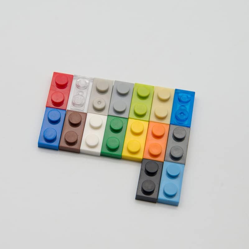 Placas azules clásicas a granel, placa azul 1×2, placas de construcción planas 100 piezas, compatibles con piezas y piezas de Lego 1×2 placas azules