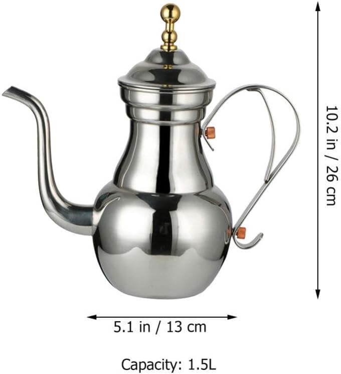 Yardwe Hervidor de agua Hervidor de té Tetera Brew Pot Café Acero inoxidable Hervidor de té de acero inoxidable