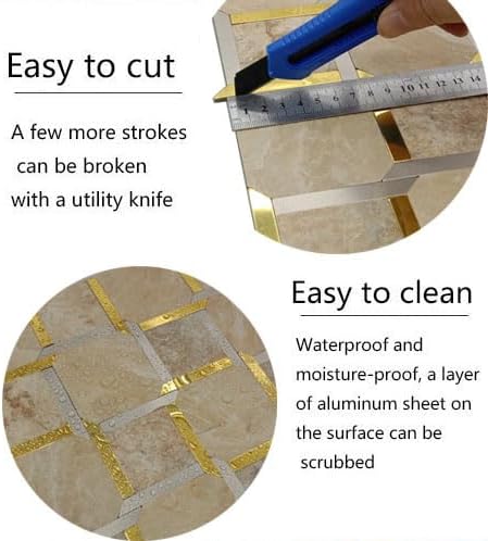 XUANINY Azulejos metálicos para salpicaduras de 10 hojas, paneles de pared autoadhesivos de múltiples formas, mosaico 3D para decoración de cocina y