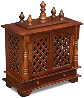 Sharvgun Templo de Pooja Mandir de madera Pooja Ghar de pie, montaje en pared, colgar en la casa, oficina, decoración de templos hechos a mano,
