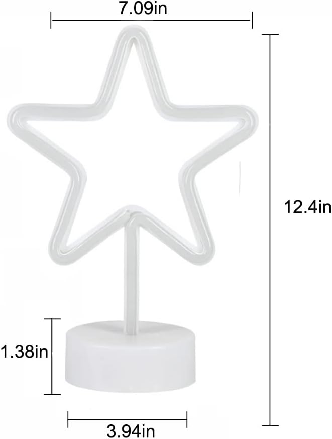 Luz de letrero de neón con base en forma de estrella, lámpara de mesa LED para fiesta, Navidad, cumpleaños, decoración de luz de estrella, USB o