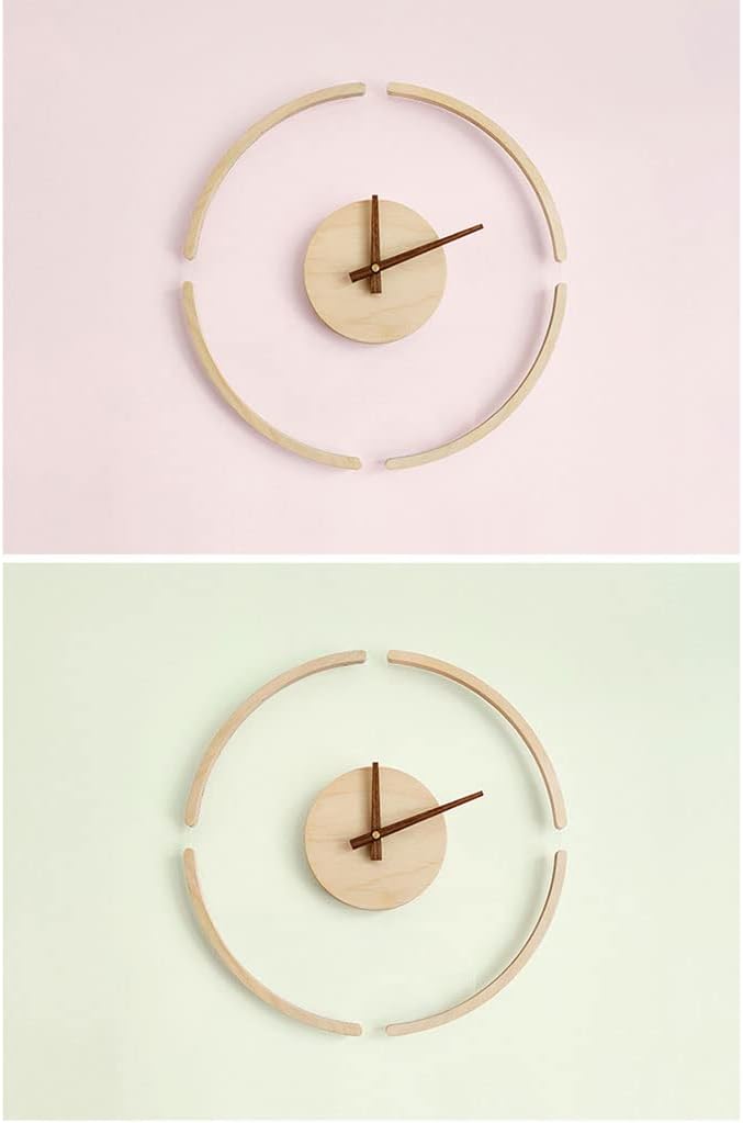 AOKLEY Reloj de pared Decorative 3D Transparent Wall Clock Creative Wood & Clear Acrylic Round Wall Clock Nordic Minimalist Clock for Living Room