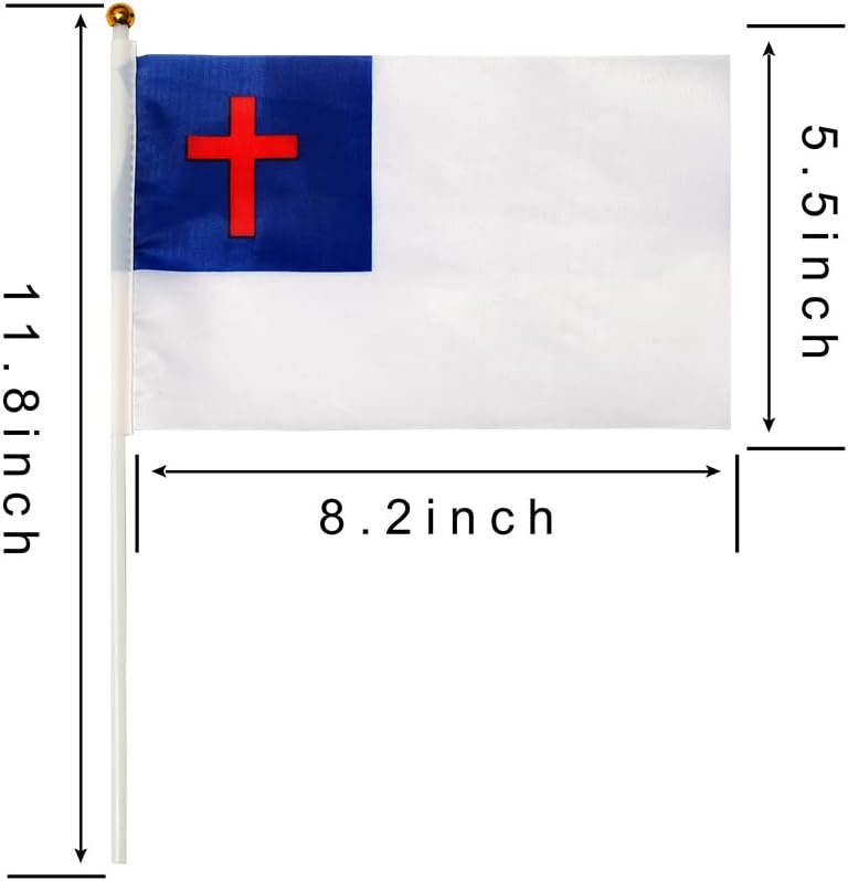 Paquete de 50 banderas cristianas pequeñas, bandera de mano, bandera estadounidense, festival cristiano, Pascua, Acción de Gracias, adecuada para