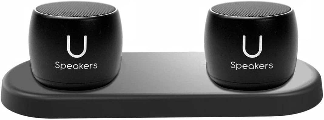 U Pro – Juego de 2 altavoces inalámbricos Bluetooth TWS, increíble sonido envolvente, bandeja de carga, altavoces perfectos para el hogar, fiestas,
