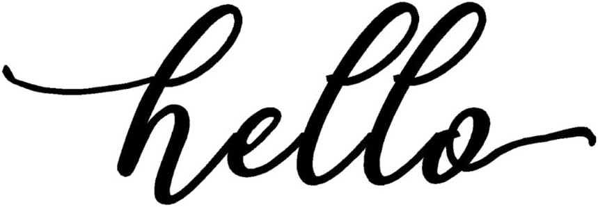 BERRYZILLA Hello Decal – Calcomanía de vinilo de 12 x 4 pulgadas para puerta delantera, escritura a mano, decoración de pared