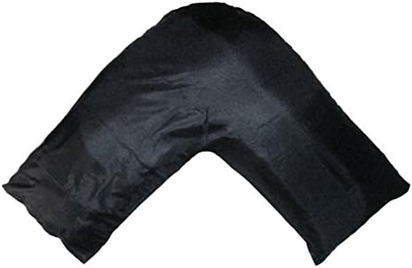 Funda de almohada estándar con forma de V y sedosa, suave, con forma de V, color negro