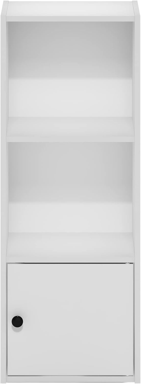 Furinno Luder Estantería con armario de almacenamiento de 1 puerta, color blanco