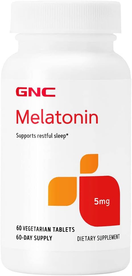 GNC Melatonina 5 mg, 60 tabletas, apoya el sueño reparador