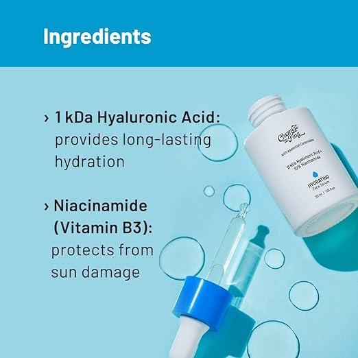 Ácido hialurónico con suero facial hidratante de niacinamida al 10%, para piel seca, normal y grasa, atrapa la humedad para una piel hidratada y