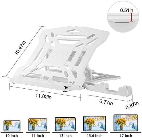 Soporte ajustable para laptop, soporte para computadora portátil con soporte integrado para teléfono, multiángulo y altura plegable para laptop con