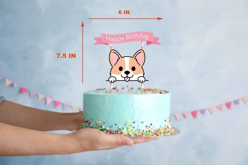 Kawaii Corgi Cake Topper para niños  Lindos suministros de fiesta de cumpleaños para perros  Decoración de cumpleaños temática de perros