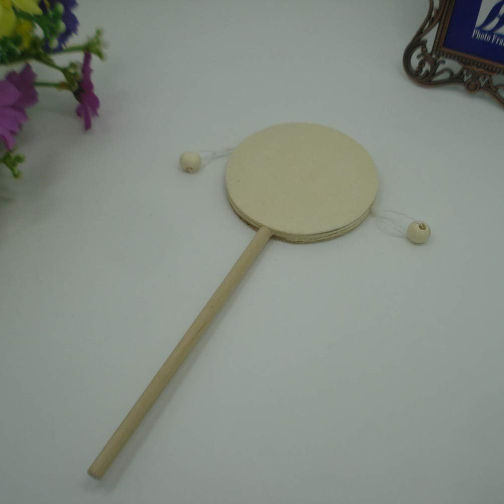 EXCEART Juguete para bebé, 6 piezas de sonajero musical de madera, sin terminar, tambor de madera, esquina redonda, artesanía, tambor de agitación,