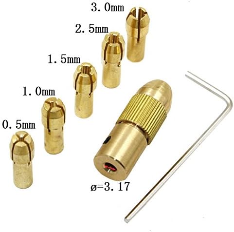 Mesee Juego de 3 portabrocas de latón de 0.020-0.118 in Juego de brocas eléctricas pequeñas, adaptador de portabrocas giratorias para herramientas