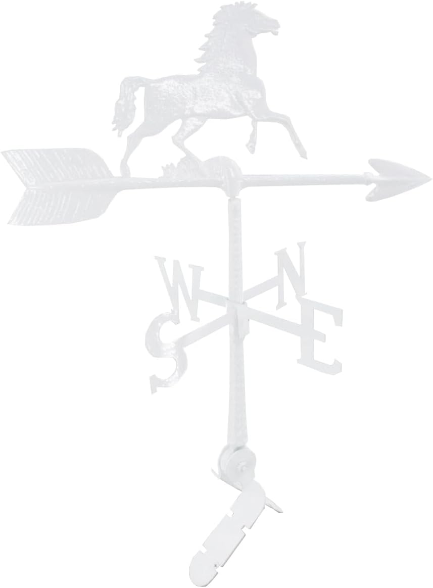 Veleta de caballo de aluminio de 24  – Veleta al aire libre con adorno – Decoración de techo de metal – Montaje incluido (4 a elegir) – Veleta de