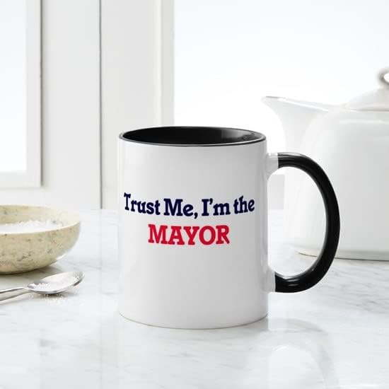 CafePress Trust Me, I’m The Mayor Mugs – Taza de café de cerámica, taza de té, 11 onzas
