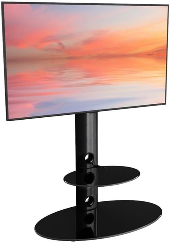 AVF Soporte de suelo de acero para TV con columna de montaje para TV de 32″ a 65″ en negro