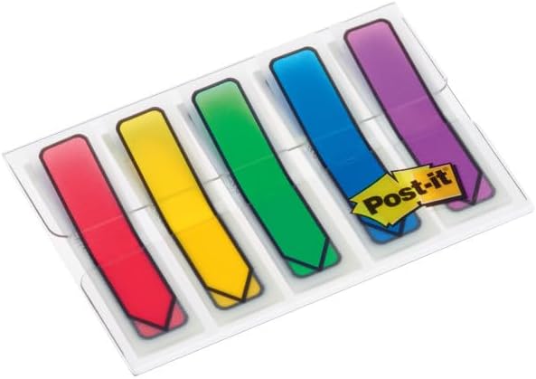 Post-it Index Arrows – Dispensador transparente de 5 colores, 20 colores, 0.472 in
