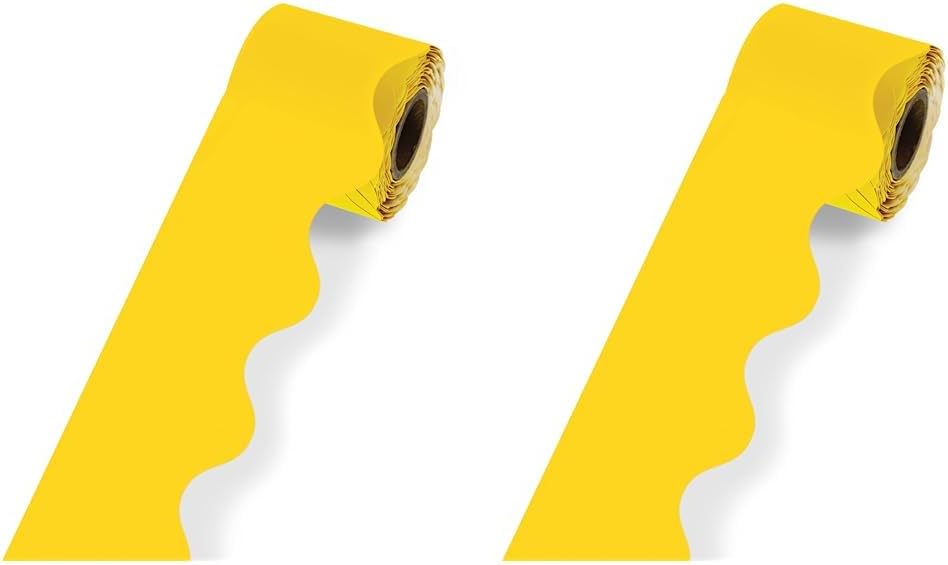 Carson Dellosa – Bordes de tablón de anuncios amarillo festoneado de 36 pies, bordes de aula para tablón de anuncios, pizarra blanca, tablero de