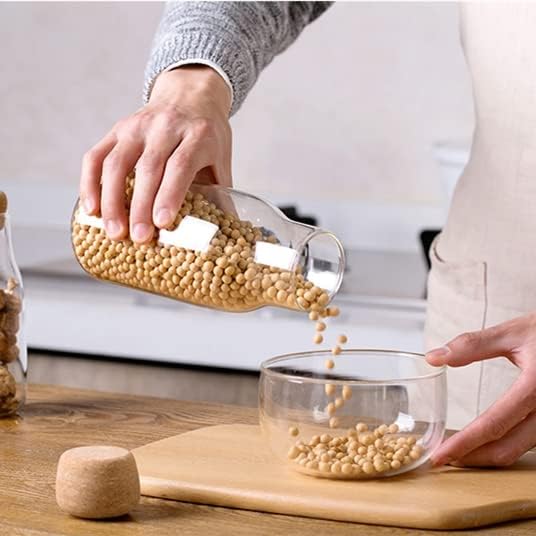 IVAILEX Tarros de vidrio con tapas de corcho, tarro de caramelo con tapa, tarro de café para mostrador, tarro de galletas con tapas herméticas,