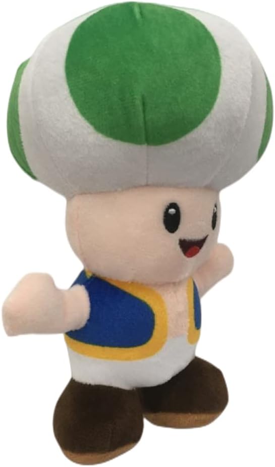 Peluche de sapo verde de hongo, posición de pie, muñeco de juguete de peluche de 8 pulgadas