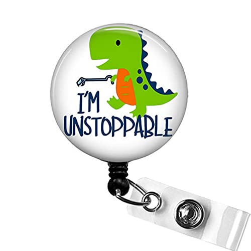 I’m Unstoppable OT Badge Reel, PICU Nurse Badge ID Holder, Dinosaur T-Rex OTR Badge Reel, Funny Occupational Therapy Gift