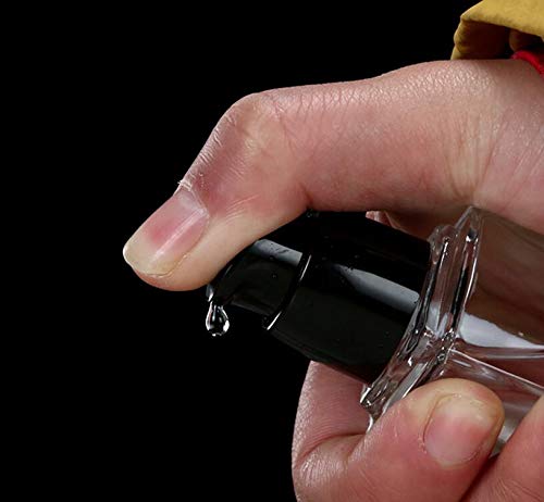 2 botellas cuadradas de vidrio de 1 onza, recipientes de loción transparentes con cabezal de bomba negro, viales de viaje vacíos para base de