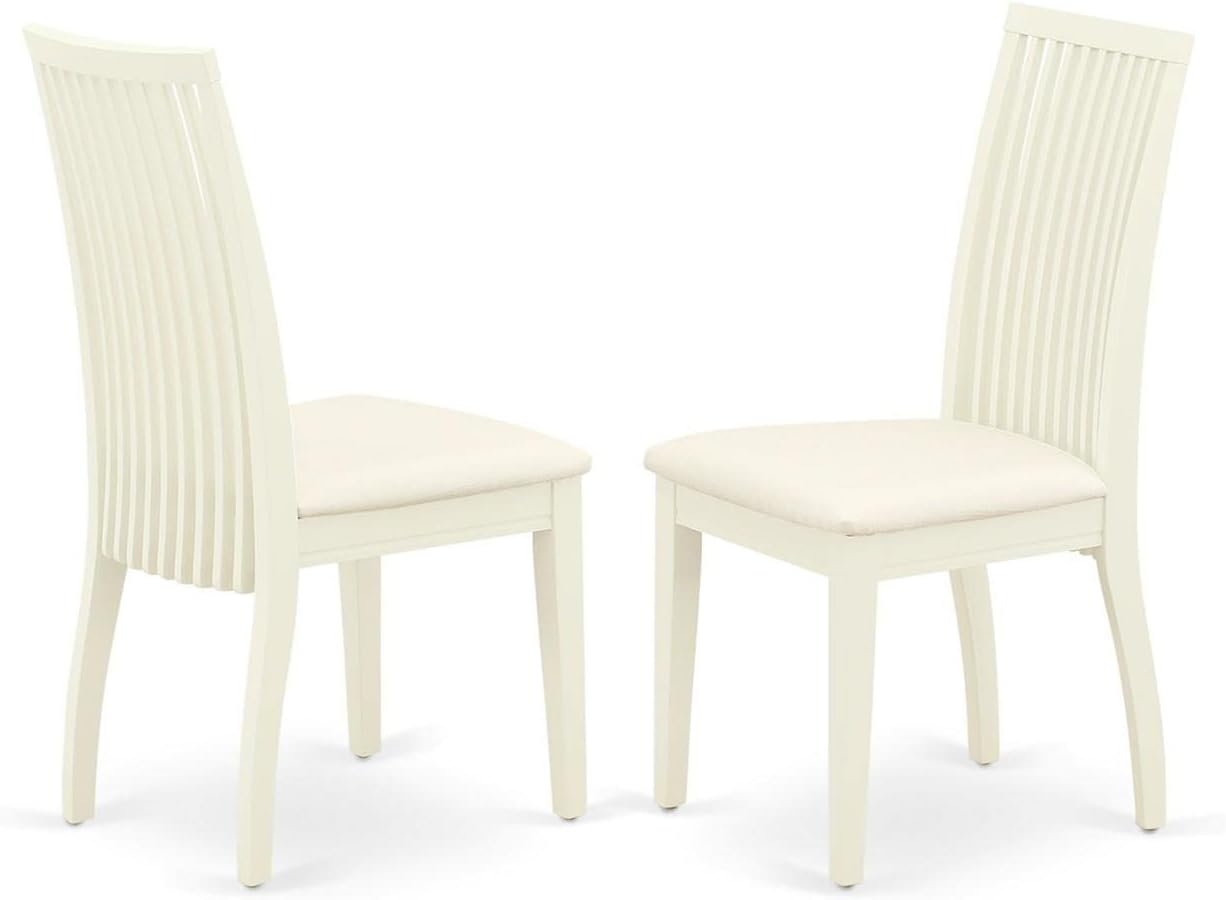 East West Furniture NOIP3-LWH-C – Juego de cocina de 3 piezas que contiene una mesa rectangular con hojas de mariposa y 2 sillas de comedor de tela
