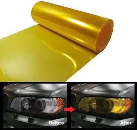Rollo de lámina de vinilo tintado de 12 x 48 pulgadas para faros delanteros de automóvil, luces traseras, luces antiniebla con escobilla de goma +