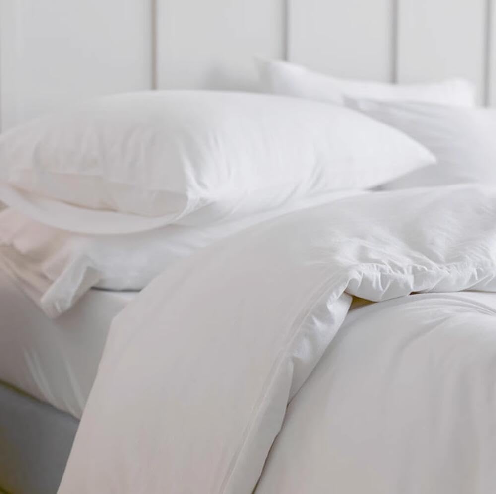 Luxlovery – Juego de edredón color blanco tamaño individual, juego de ropa de cama de 3 piezas, color blanco liso, suave, transpirable, para cama