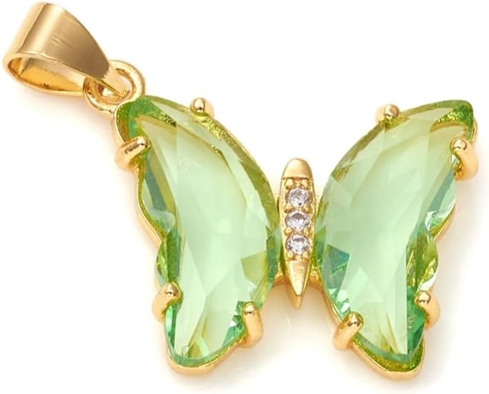 10 dijes de mariposa de cristal transparente micro pavimenta cúbicos de circonita cúbica dijes de mariposa coloridos dijes de insectos de cristal