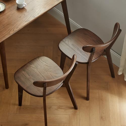 TINGSING Sillas de comedor de madera de roble macizo, sillas modernas de cocina y comedor de mediados de siglo con respaldo redondo ancho, sillas de