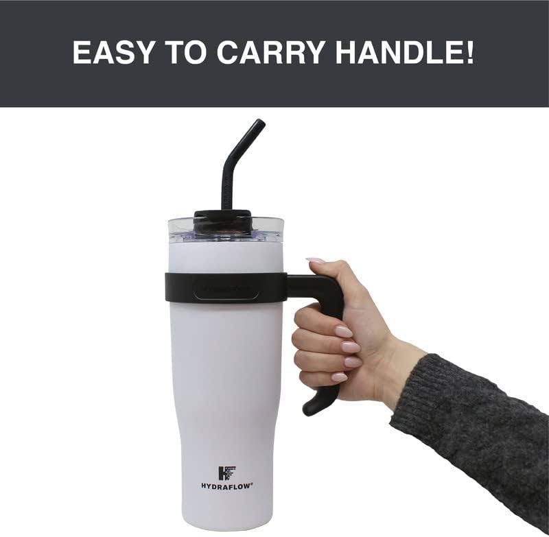 HYDRAFLOW Capri – Vaso de 40 onzas con popote  Vaso aislado al vacío de triple pared  Vaso aislado al vacío  Vaso de acero inoxidable  Vaso