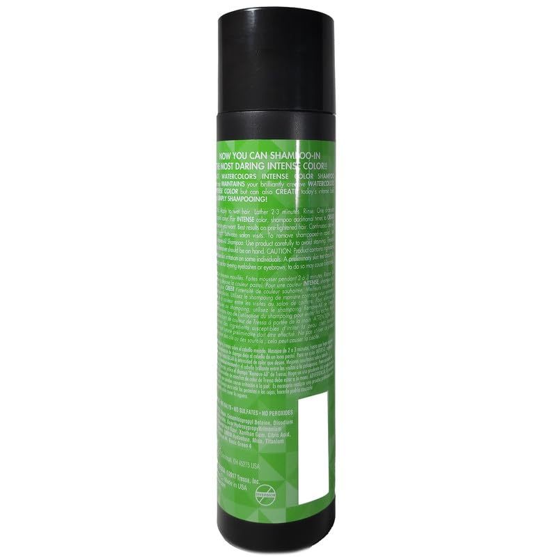 Watercolors Intense Color Depositing Champú, color de cabello semipermanente 8.5 oz – VERDE