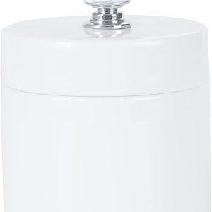 ONTUBE Organizador de hisopos de algodón de porcelana con tapa de cristal y fácil de limpiar, color blanco (tapa plateada, juego de 1) ONTUBE Organizador de hisopos de algodón de porcelana con tapa de cristal y fácil de limpiar, color blanco (tapa plateada, juego de 1)