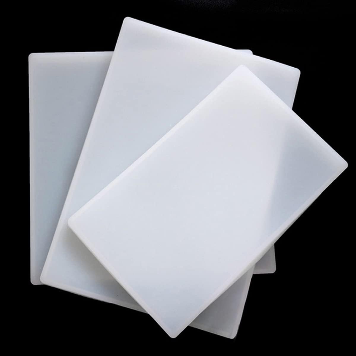 Kit de molde de resina rectangular extragrande, 3 moldes de bandeja de silicona para hacer bandejas de ágata sintética, tabla de servir, posavasos,