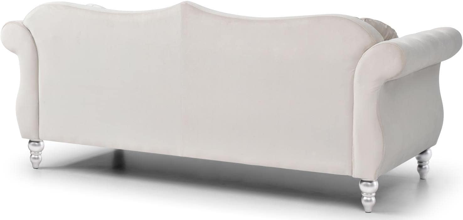 Glory Furniture Sofá de terciopelo Hollywood en marfil