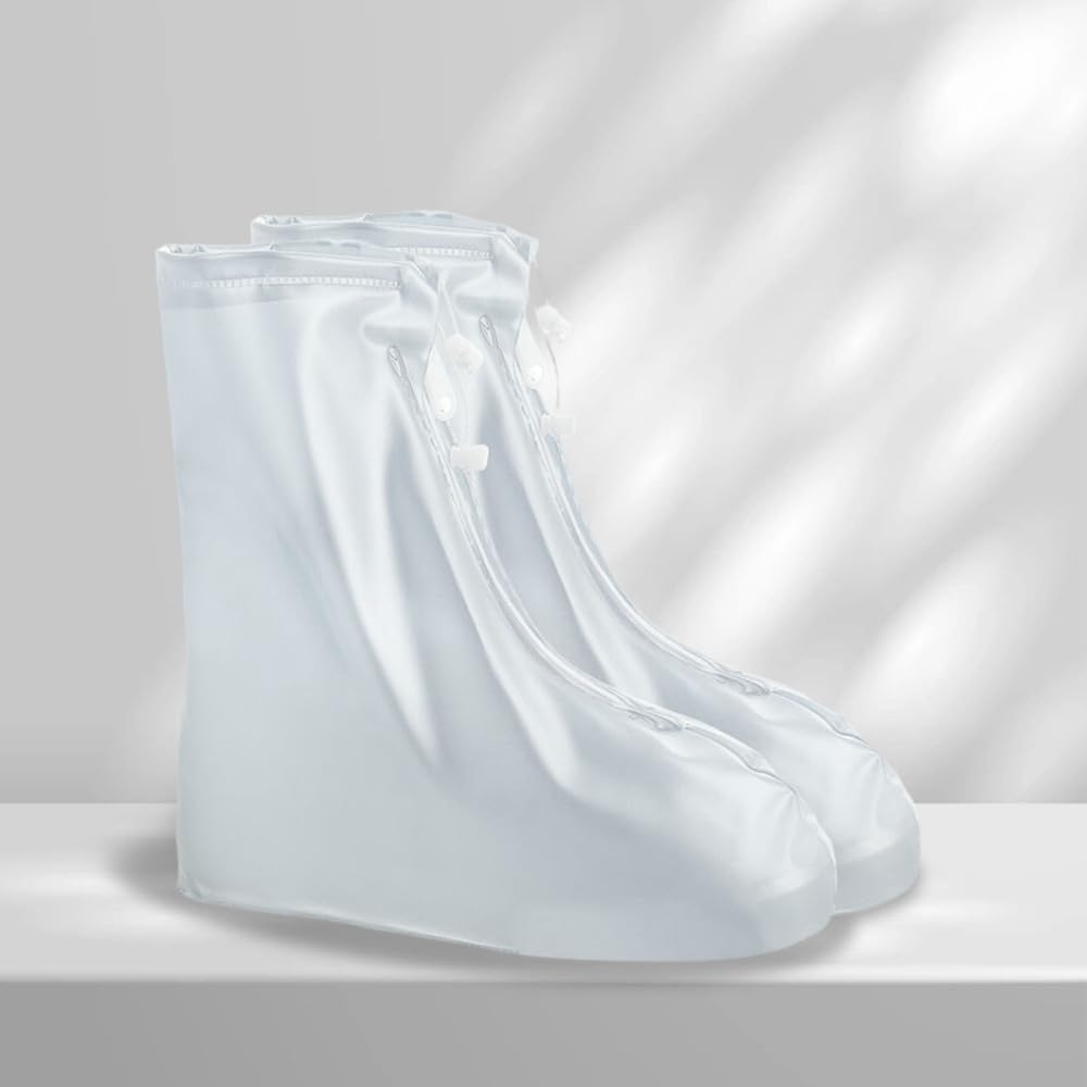 Thickened Waterproof Shoe Cover Translucent Non Slip Rain Boots Cover Reusable Foldable Shoes Cover Durable Thickened Sole PVC Shoes Protectors Gift
