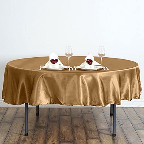 BalsaCircle Mantel redondo de satén dorado de 90 pulgadas para bodas, fiestas, recepciones, eventos, cocina, comedor