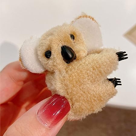 Pinzas para el pelo de koala de felpa gris, lindo clip de pelo de garra de pelo con clip, decoración de cola de caballo, horquilla de dibujos