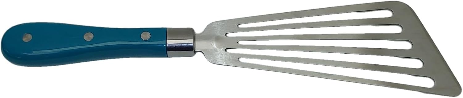 The Pioneer Woman – Espátula fina de metal de acero inoxidable de 12 14 pulgadas, mango ABS, apto para lavavajillas, verde azulado