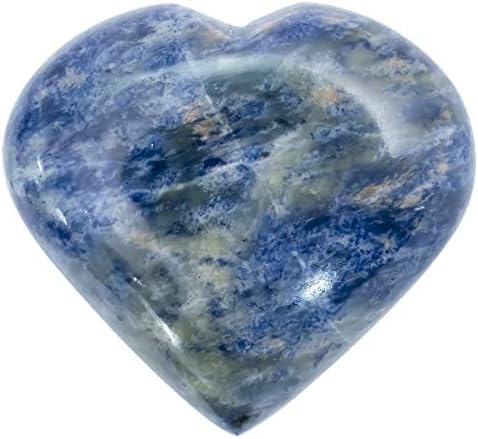 Crocon Juego de piedras de soplo con forma de corazón de sodalita de 1.969 in, 450 quilates, bolsillo de cristal curativo, colección de piedras de